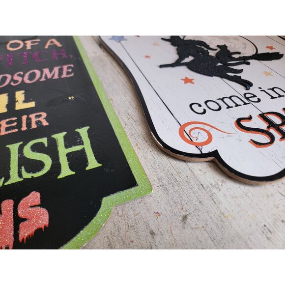 Welcome come in for a spell witch sign foolish Halloween set hanging home decor - Picture 6 of 12